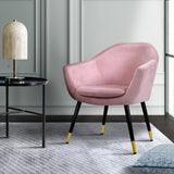 Retro Velvet Pink Accent Armchair - Artiss Lounge Chair with Barrel Back Design