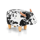 Adorable Cow-Themed Kids Ottoman Stool - Soft Fabric Footrest for Children