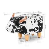 Adorable Cow-Themed Kids Ottoman Stool - Soft Fabric Footrest for Children