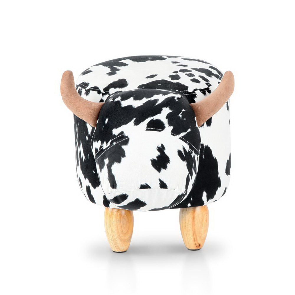 Adorable Cow-Themed Kids Ottoman Stool - Soft Fabric Footrest for Children