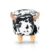 Adorable Cow-Themed Kids Ottoman Stool - Soft Fabric Footrest for Children