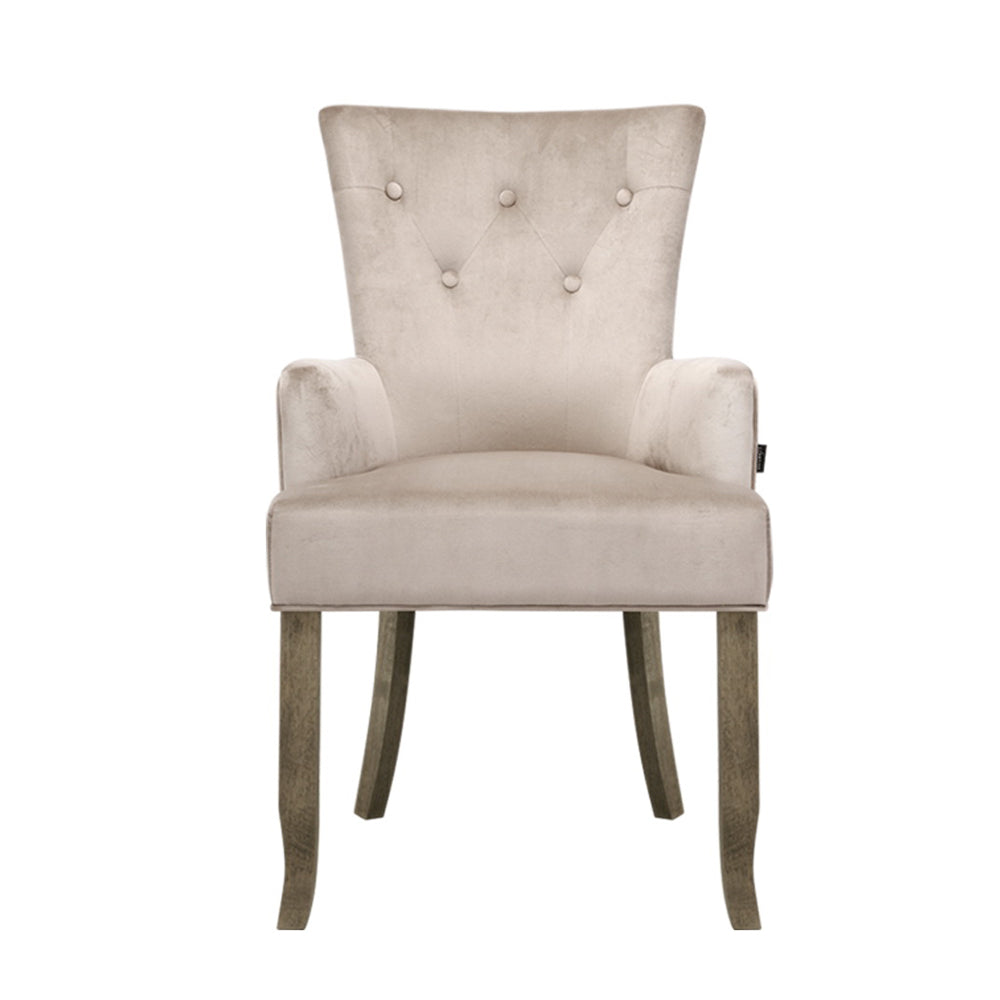 Cayes Velvet Upholstered French Provincial Dining Chair in Retro Camel