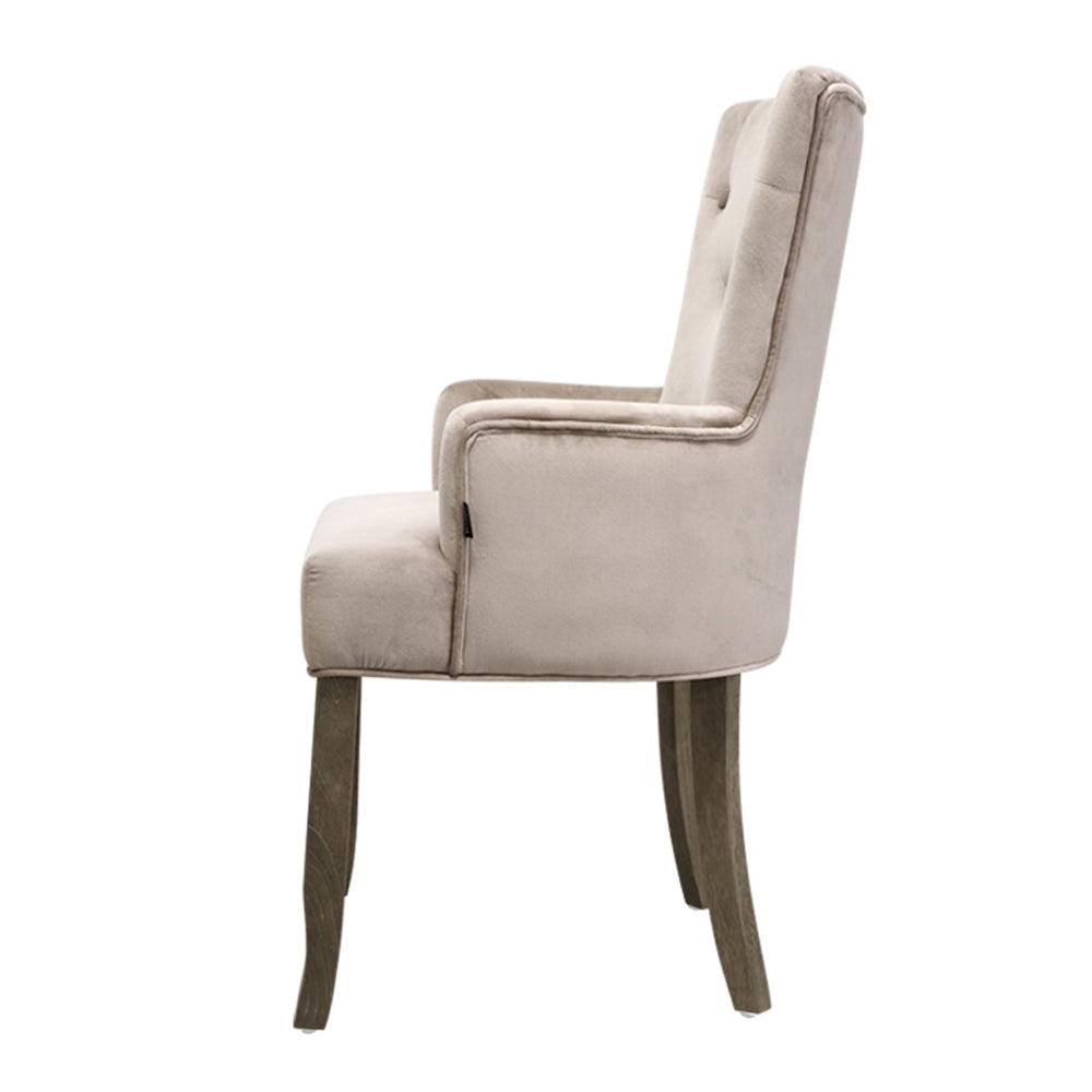 Cayes Velvet Upholstered French Provincial Dining Chair in Retro Camel