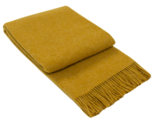 Chic Mustard Brighton Blanket - Premium 100% NZ Wool