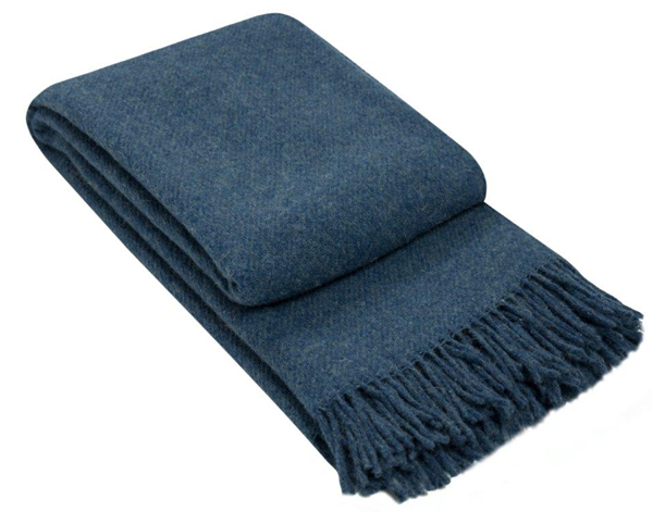 Navy Brighton Luxury Wool Throw Blanket - 100% Pure New Zealand Wool