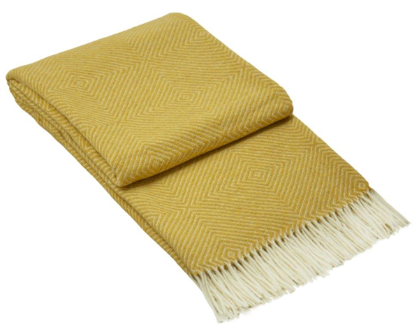 Elegant Mustard Merino Wool Blend Luxury Throw Blanket