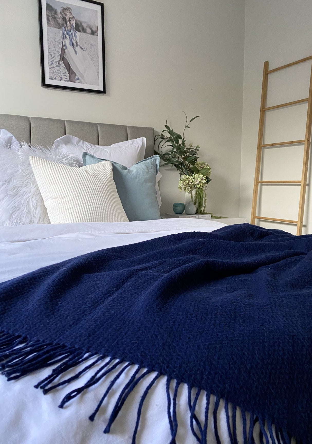 Soho Navy Wool Blend Throw Blanket