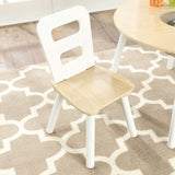 Kids' Round Table and Two Chair Set with Hidden Storage (White Natural)