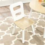 Kids' Round Table and Two Chair Set with Hidden Storage (White Natural)