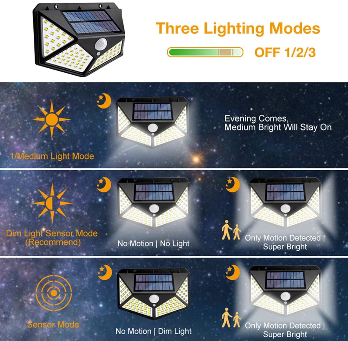 100 LED Solar Fairy Lights with 8 Modes - Waterproof Outdoor Decorative Lighting (4 Pack)