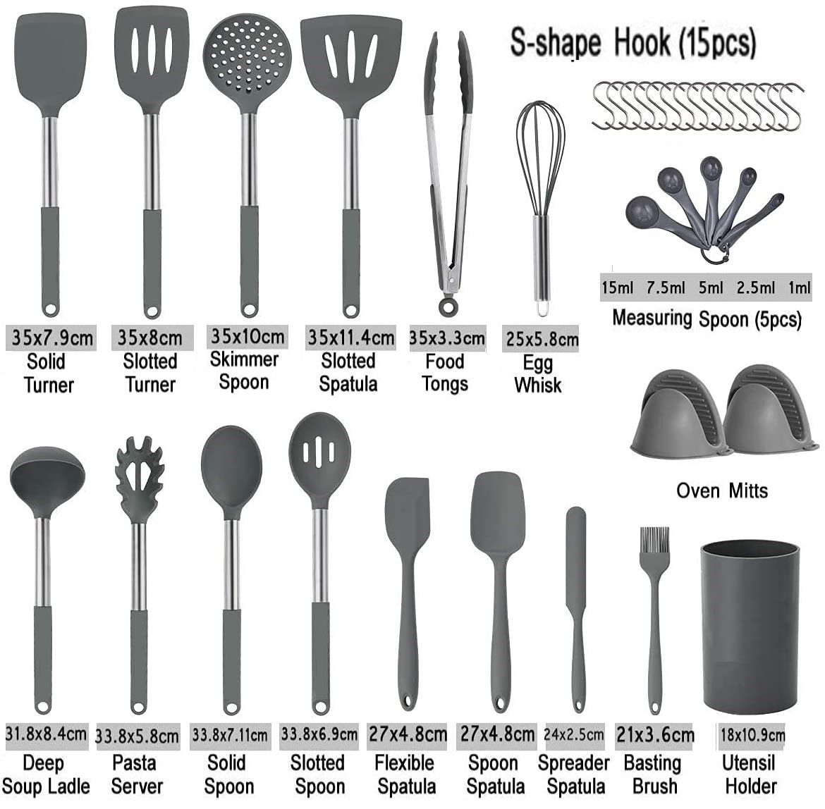 Complete 20-Piece BPA-Free Silicone Kitchen Utensil Collection