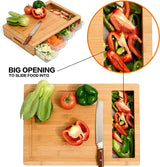 Bamboo Chopping Board Set with 4 Storage Containers and Mobile Stand - Perfect Kitchen Gift