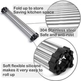 Premium Roll-Up Stainless Steel Dish Drying Rack with Utensil Holder for Kitchen Use