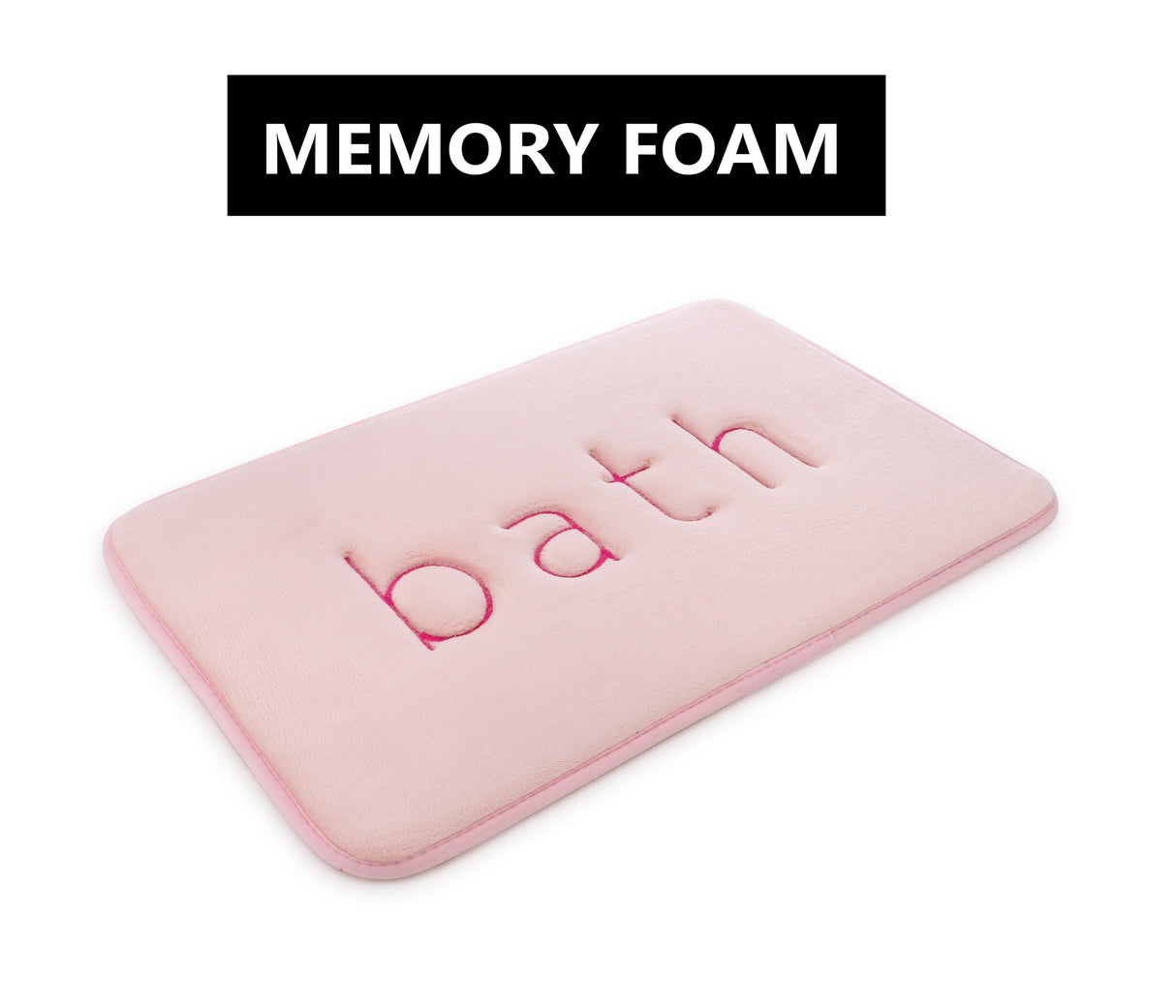 Plush Memory Foam Bath Mat with Velvet Finish for Ultimate Comfort (60 x 40 cm, Pink)