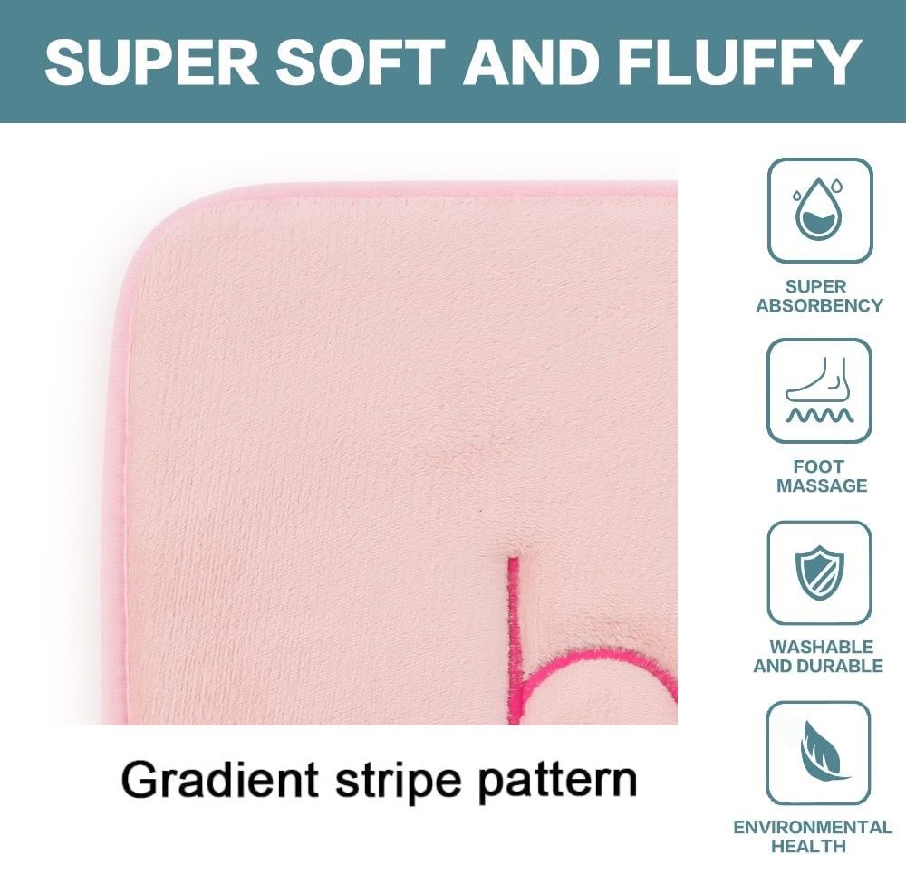 Plush Memory Foam Bath Mat with Velvet Finish for Ultimate Comfort (60 x 40 cm, Pink)