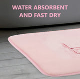 Plush Memory Foam Bath Mat with Velvet Finish for Ultimate Comfort (60 x 40 cm, Pink)