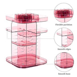 Pink 360-Degree Rotating Makeup Organizer with Large Capacity for Bedroom and Bathroom