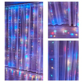 Multicolor 300 LED Curtain Fairy Lights with 8 Modes and Remote Control for Bedroom Decor (3m x 3m)