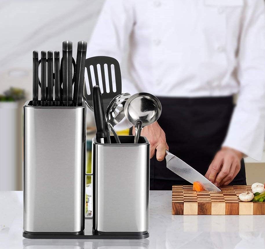 Dual-Function Stainless Steel Knife Organizer for Kitchen