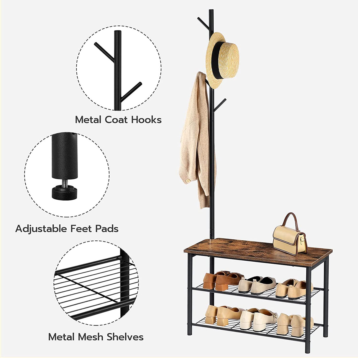 Versatile Coat Rack and Shoe Bench for Compact Living Spaces