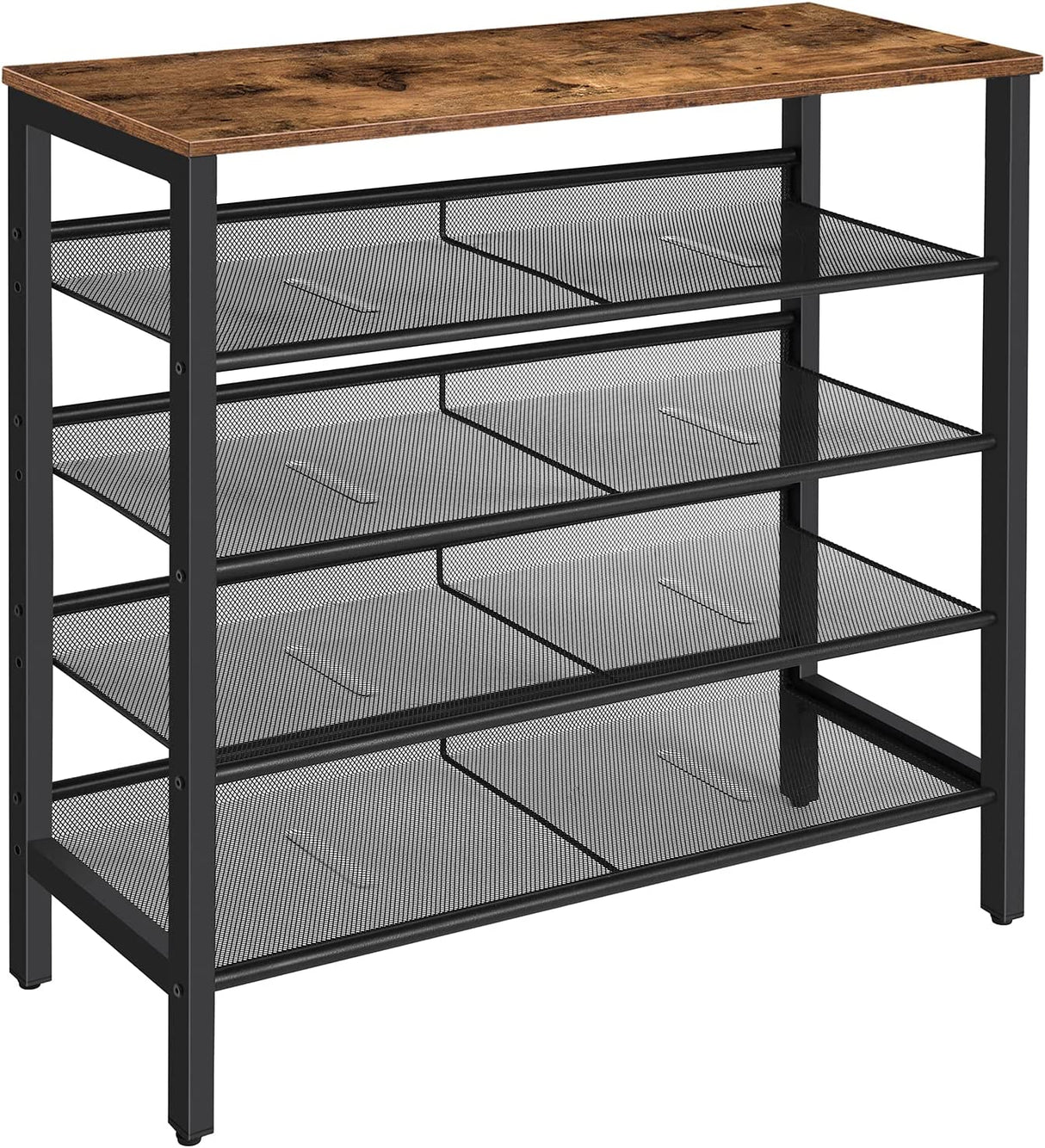 Compact 5-Tier Shoe Storage Bench with Industrial Design