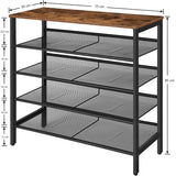 Compact 5-Tier Shoe Storage Bench with Industrial Design