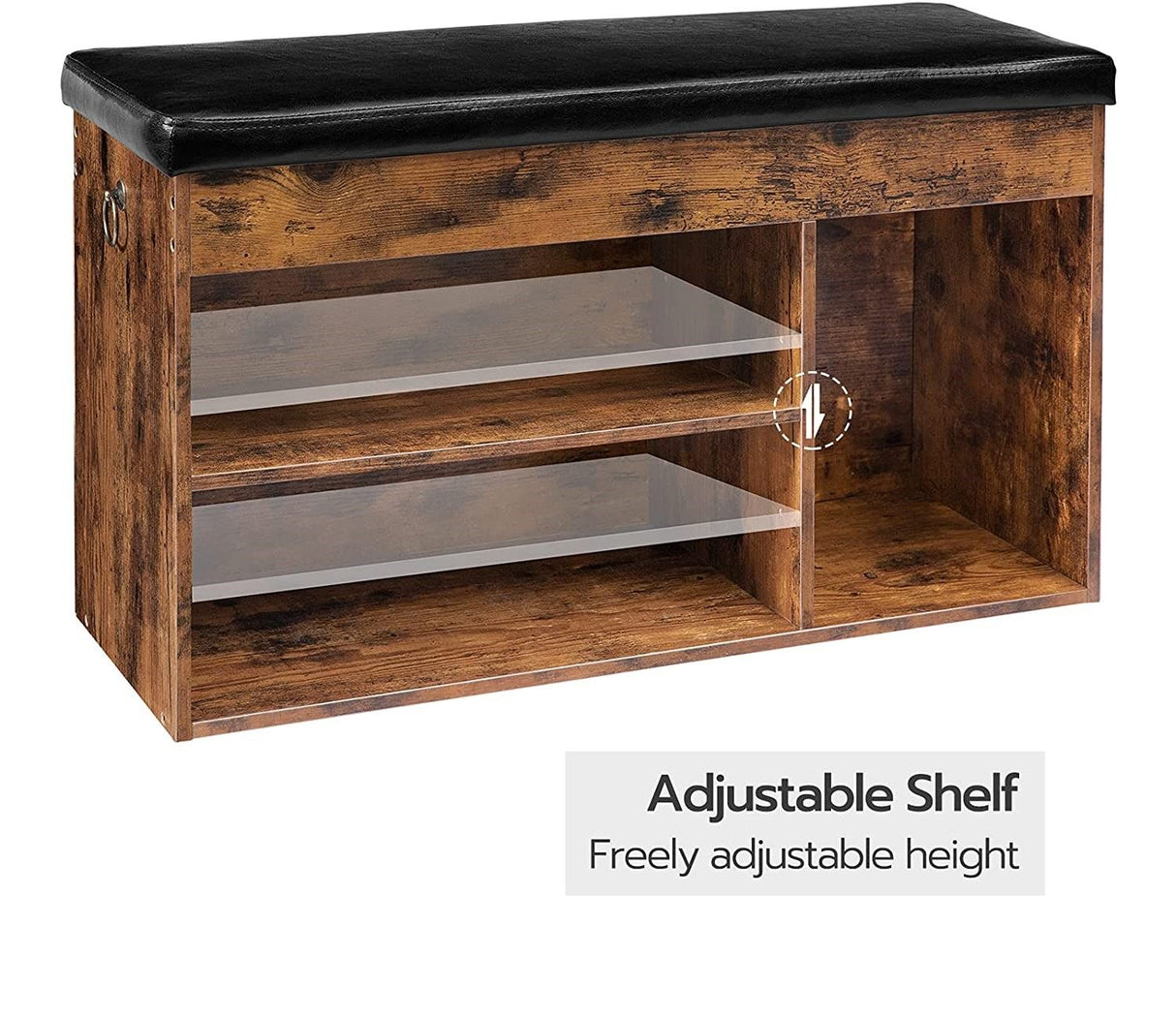 Stylish Entryway Shoe Storage Bench with Padded Cushion and Adjustable Shelf