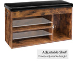 Stylish Entryway Shoe Storage Bench with Padded Cushion and Adjustable Shelf