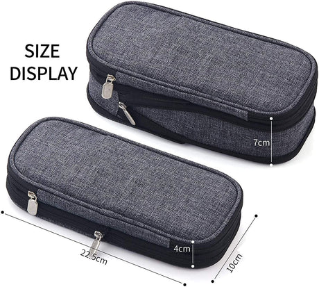 Versatile Grey Pencil Case with Expandable Storage for Students