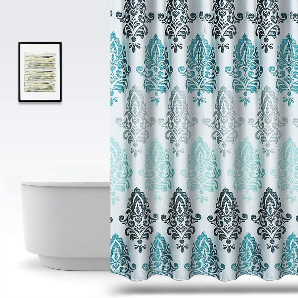 Modern Bathroom Shower Curtain Set with 12 Hooks - 180 x 180 cm