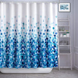 Stylish Blue Shower Curtain with 12 Hook Set for Bathrooms - 180 x 180 cm