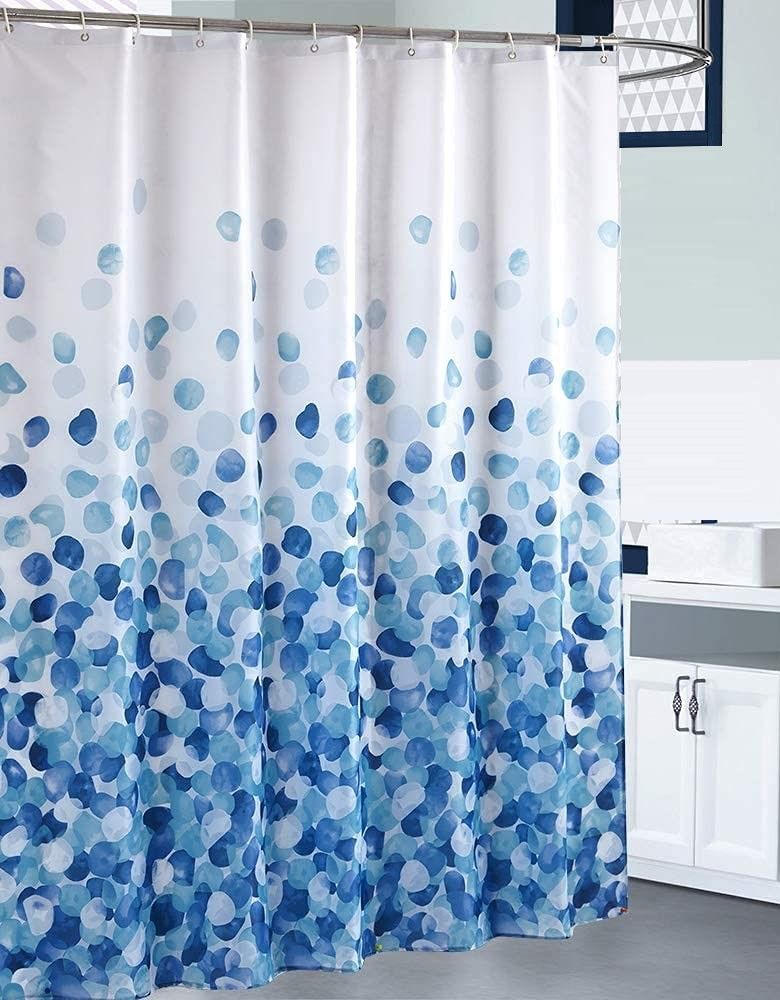 Stylish Blue Shower Curtain with 12 Hook Set for Bathrooms - 180 x 180 cm