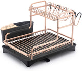 Rust-Resistant Aluminum Dish Drying Rack with Removable Utensil and Cup Holders