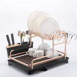 Rust-Resistant Aluminum Dish Drying Rack with Removable Utensil and Cup Holders