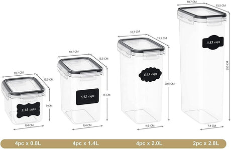 Airtight 7-Piece BPA-Free Plastic Food Storage Set in Black