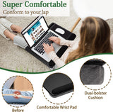 Versatile Portable Laptop Tray with Cushion, Mouse Pad, and Phone Holder for Home Office (Black, 43cm)