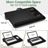 Versatile Portable Laptop Tray with Cushion, Mouse Pad, and Phone Holder for Home Office (Black, 43cm)