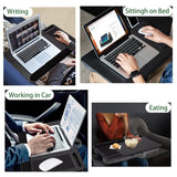 Versatile Portable Laptop Tray with Cushion, Mouse Pad, and Phone Holder for Home Office (Black, 43cm)