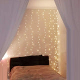 Warm White 300 LED Curtain String Lights with Remote Control - 8 Modes for Bedroom Decor (300 x 300cm)