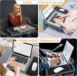 Versatile Silver Laptop Tray with Mouse Pad and Phone Holder for Home Office (40cm)