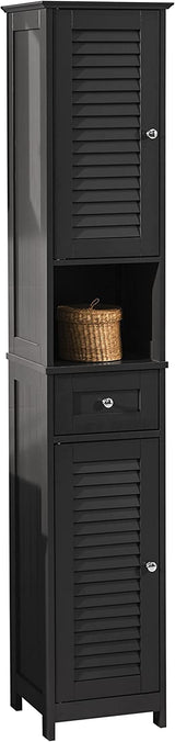 Modern Black Freestanding Tall Storage Cabinet for Bathroom - 170 cm