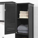 Modern Black Freestanding Tall Storage Cabinet for Bathroom - 170 cm