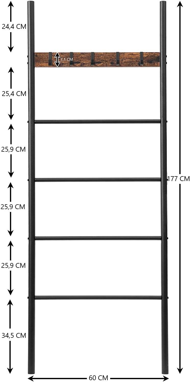 Multi-Purpose 5-Tier Towel and Coat Rack with Removable Hooks for Home Use