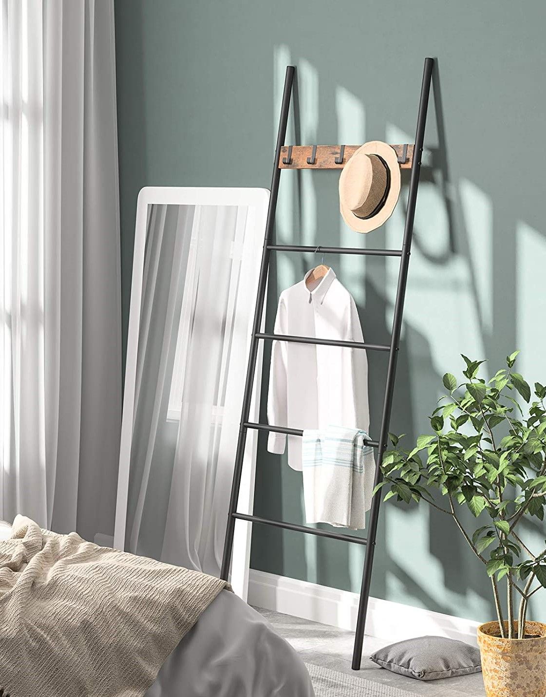 Multi-Purpose 5-Tier Towel and Coat Rack with Removable Hooks for Home Use