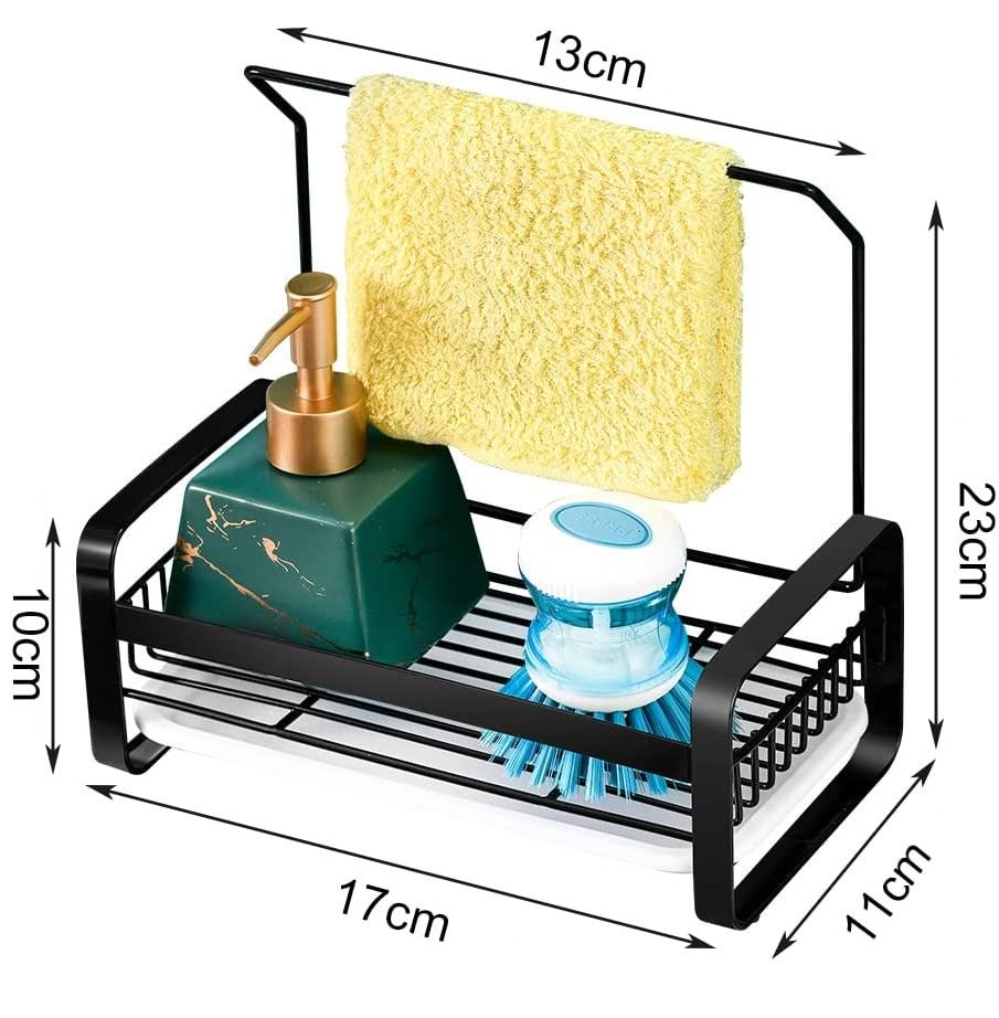 Wall-Mounted Adhesive Sink Organizer for Sponges and Kitchen Essentials