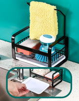 Wall-Mounted Adhesive Sink Organizer for Sponges and Kitchen Essentials