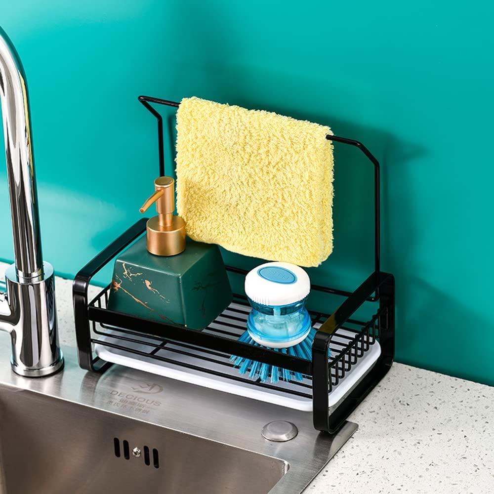 Wall-Mounted Adhesive Sink Organizer for Sponges and Kitchen Essentials