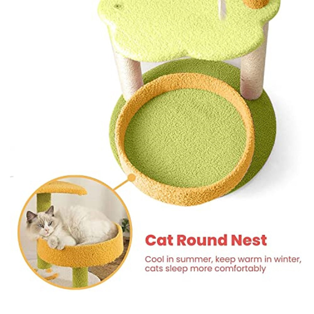 Galaxy Oasis 101cm Plush Cat Tree Condo in Yellow and Green