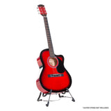 Karrera 40-Inch Acoustic Guitar with Cutaway Design - Vibrant Red