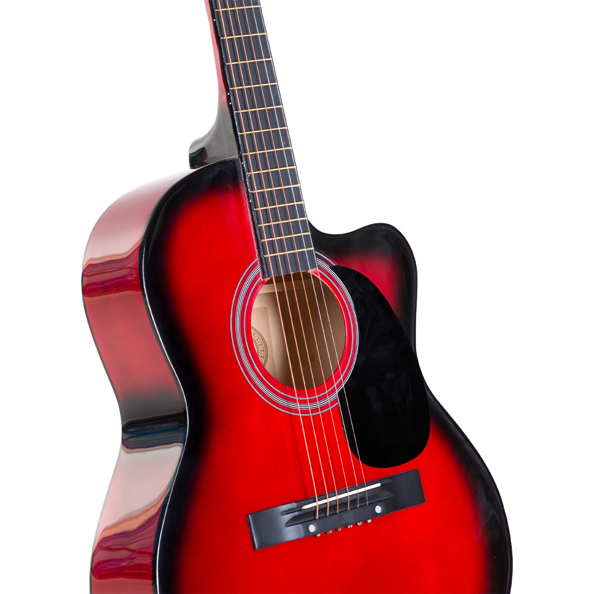 Karrera 40-Inch Acoustic Guitar with Cutaway Design - Vibrant Red